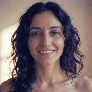 Armenian member smiling in a warmly lit portrait